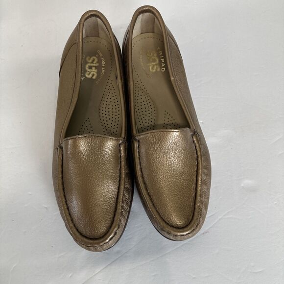 Tripad Sas Comfort Foot Bed Gold Copper Metallic Loafers 5 Womens Casual Slip-on - Picture 8 of 9